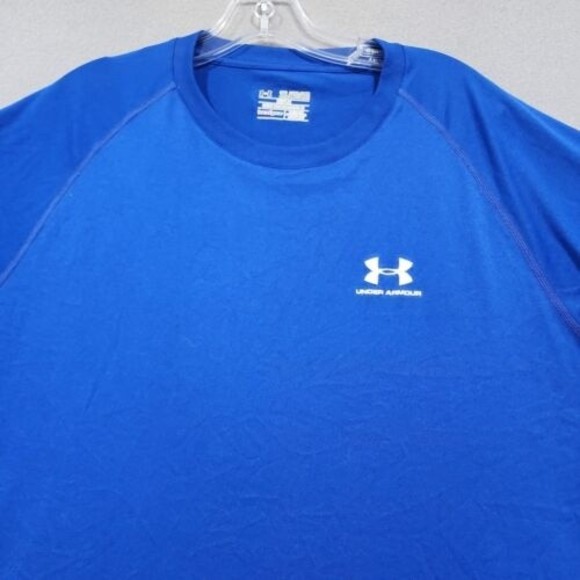 Under Armour Shirt Mens 2XL Blue TShirt Solid Regular CoupeHeatGear Shor… - Picture 3 of 16